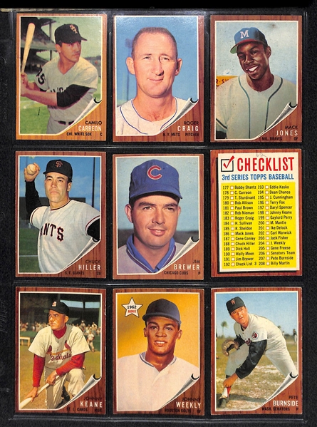 Lot Of 68 1962 Topps Baseball Cards w. Al Kaline